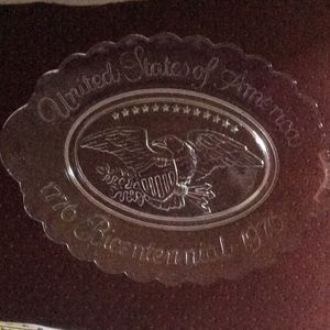 Bicentennial 1976 tray, clear glass Avon